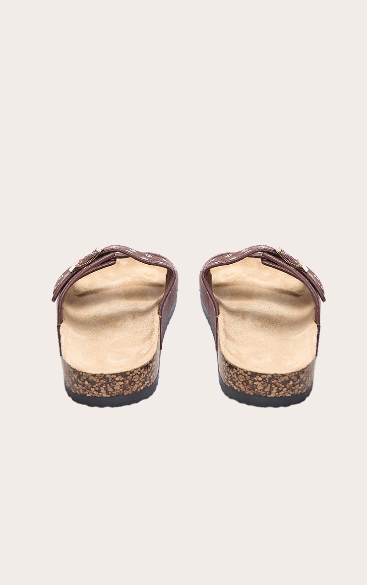 Brown Faux Suede Double Buckle Eyelet Footbed Sandals 3 Brown Faux Suede Double Buckle Eyelet Footbed Sandals