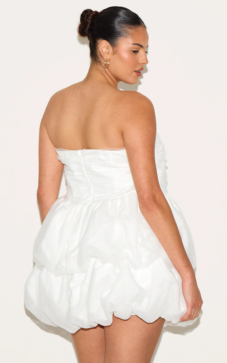 Plus Premium White Tulle Layered Corset Puffball Hem Bodycon Dress 2 Plus Premium White Tulle Layered Corset Puffball Hem Bodycon Dress