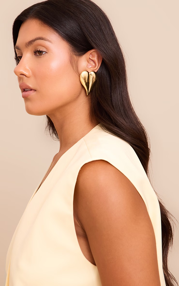 Gold Plated Smooth Heart Earrings