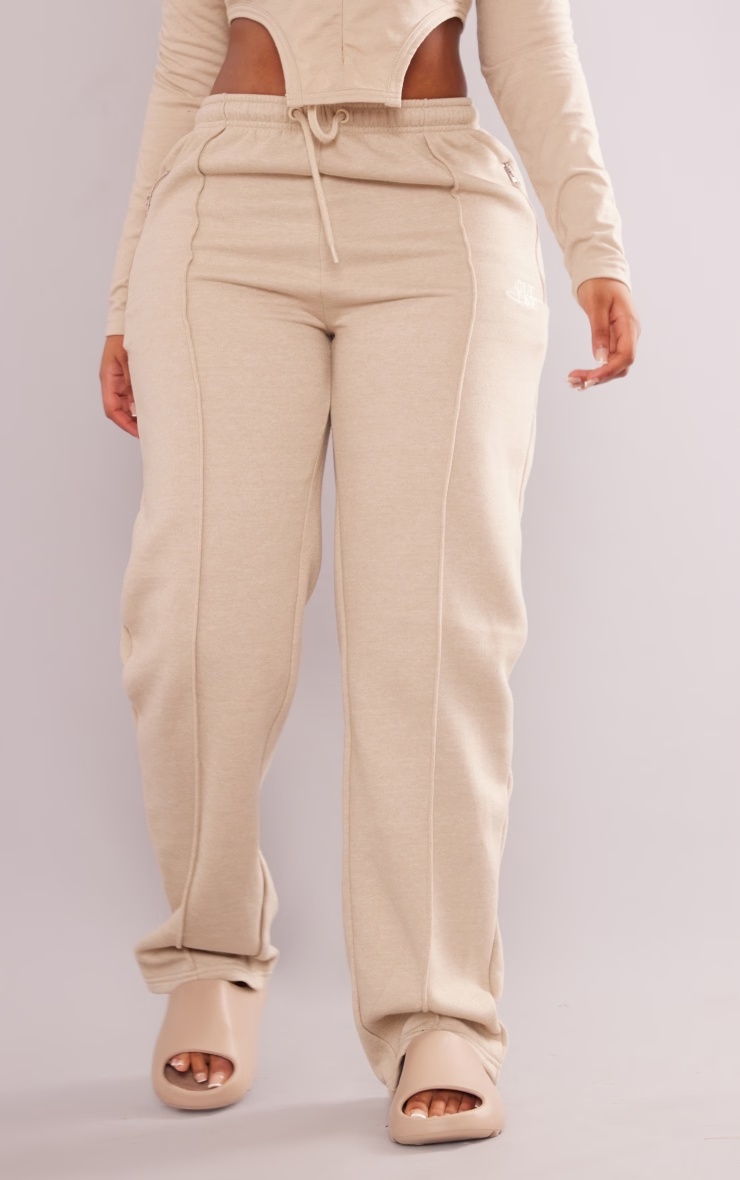 PRETTYLITTLETHING Shape Stone Zip Pocket Detail Wide Leg Joggers 2 PRETTYLITTLETHING Shape Stone Zip Pocket Detail Wide Leg Joggers