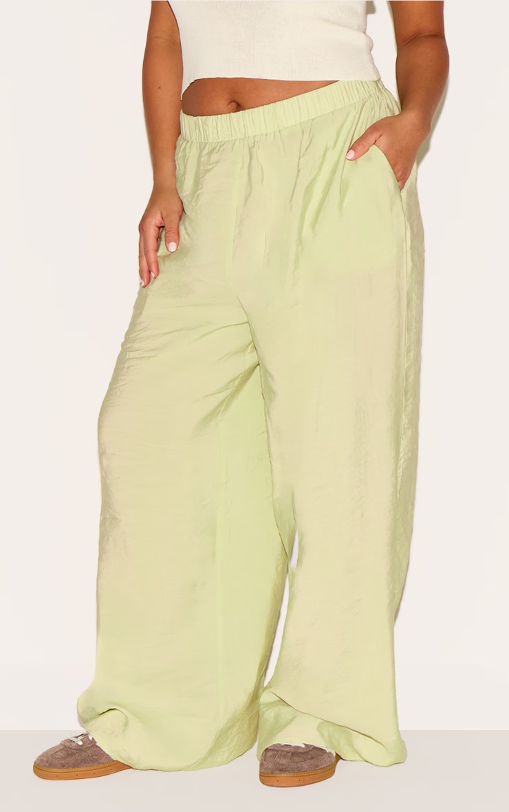 Plus Clay Peached Woven Elasticated Waist Straight Leg Trousers 1 Plus Clay Peached Woven Elasticated Waist Straight Leg Trousers