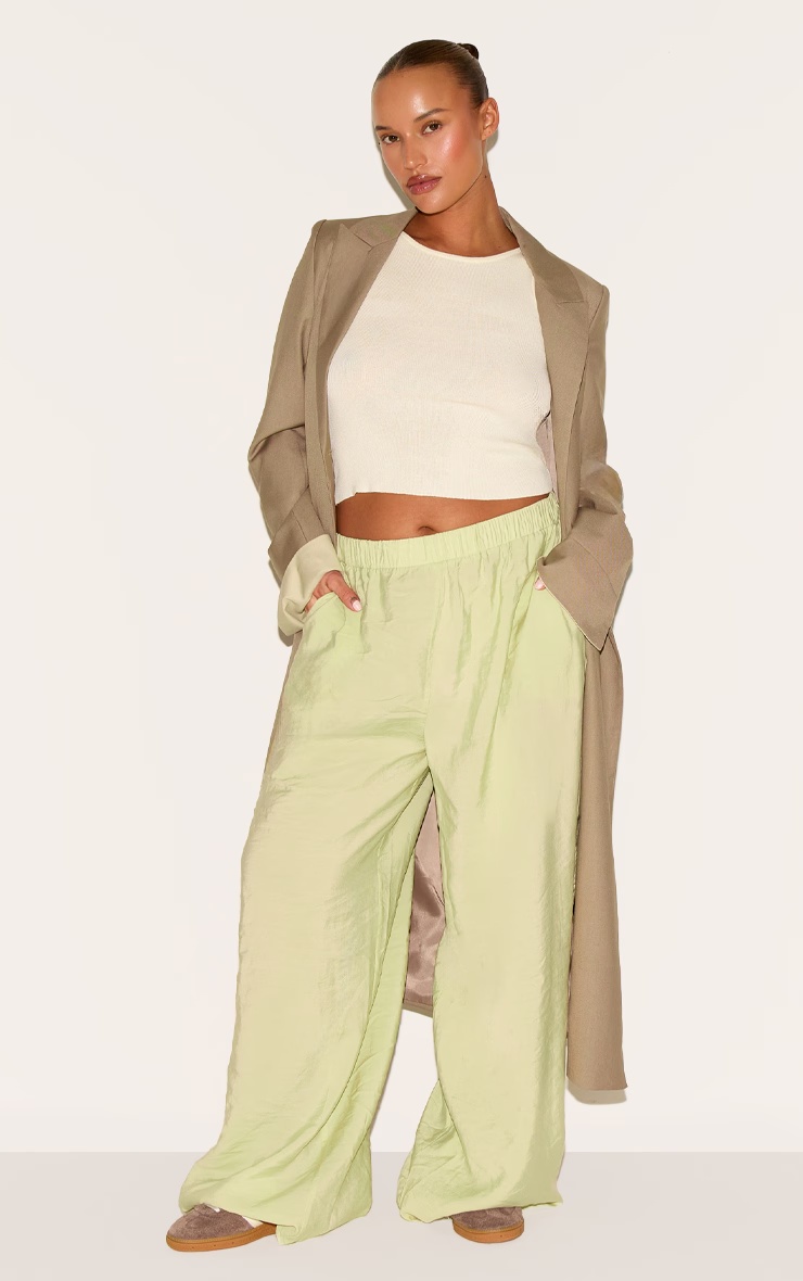 Plus Clay Peached Woven Elasticated Waist Straight Leg Trousers 2 Plus Clay Peached Woven Elasticated Waist Straight Leg Trousers