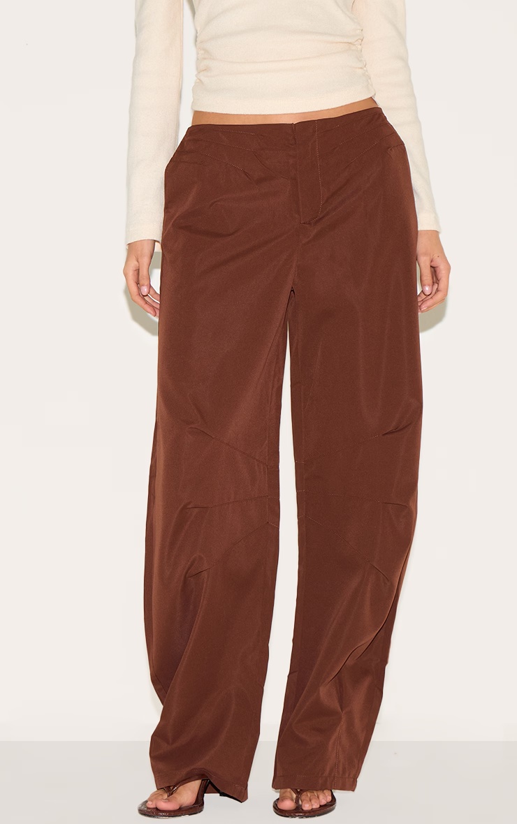 Chocolate Woven Tailored Cocoon Leg Trousers 4 Chocolate Woven Tailored Cocoon Leg Trousers