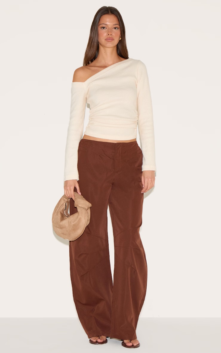 Chocolate Woven Tailored Cocoon Leg Trousers 5 Chocolate Woven Tailored Cocoon Leg Trousers