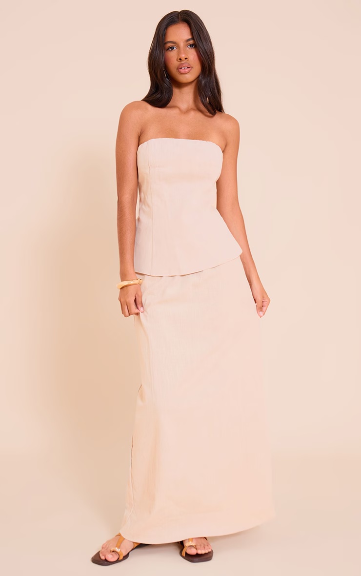 Petite Natural Premium Linen Look Longline Bandeau Top 6 Petite Natural Premium Linen Look Longline Bandeau Top