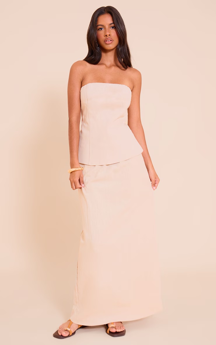 Petite Natural Premium Linen Look Drawstring Maxi Skirt 1 Petite Natural Premium Linen Look Drawstring Maxi Skirt