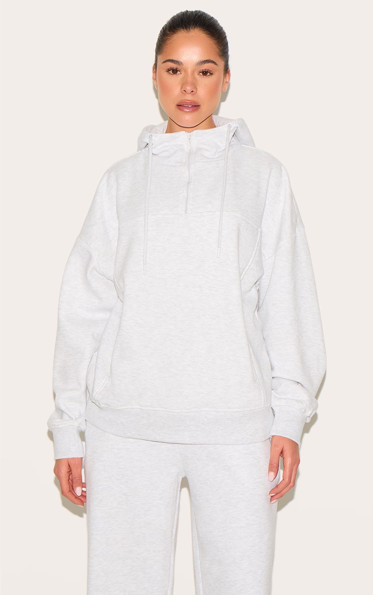 Ice Grey Oversized Funnel Neck Hoodie 4 Ice Grey Oversized Funnel Neck Hoodie