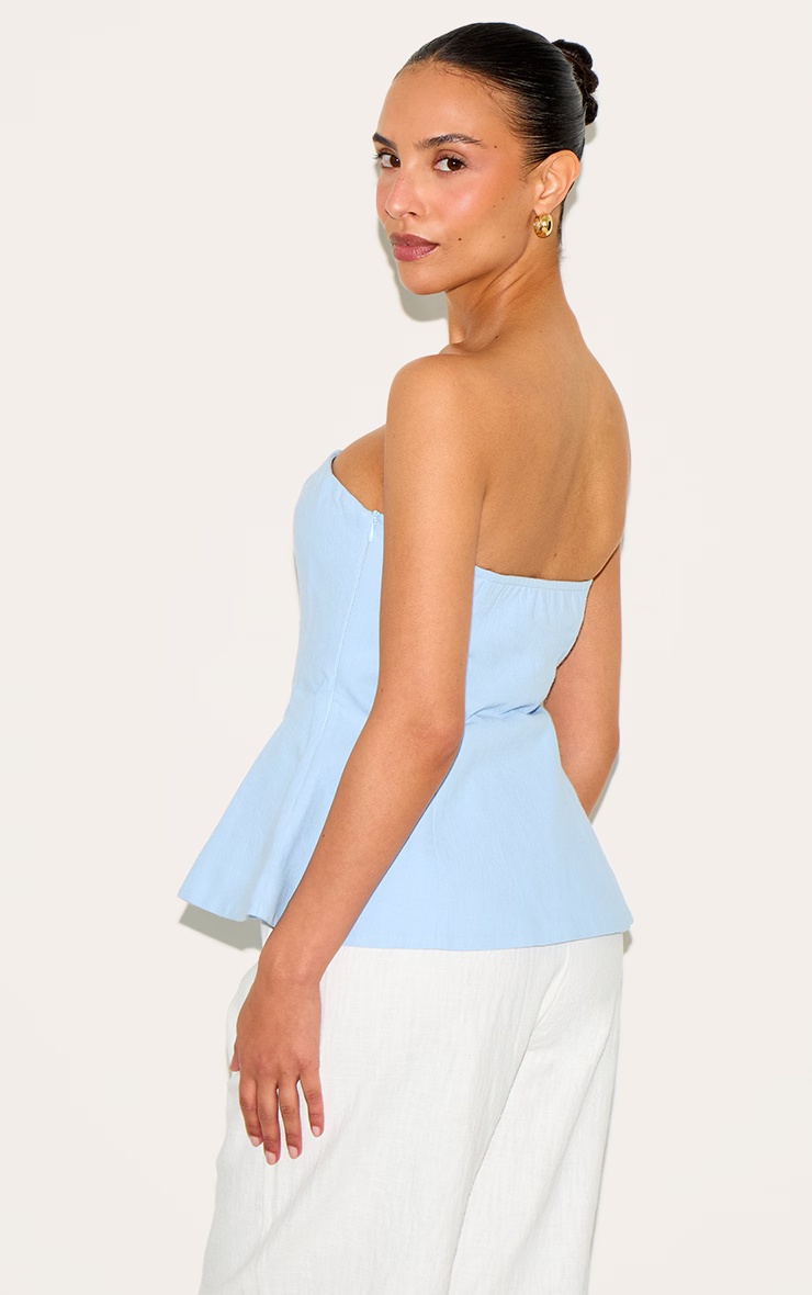 Petite Sky Blue Bandeau Peplum Structured Long Top 5 Petite Sky Blue Bandeau Peplum Structured Long Top