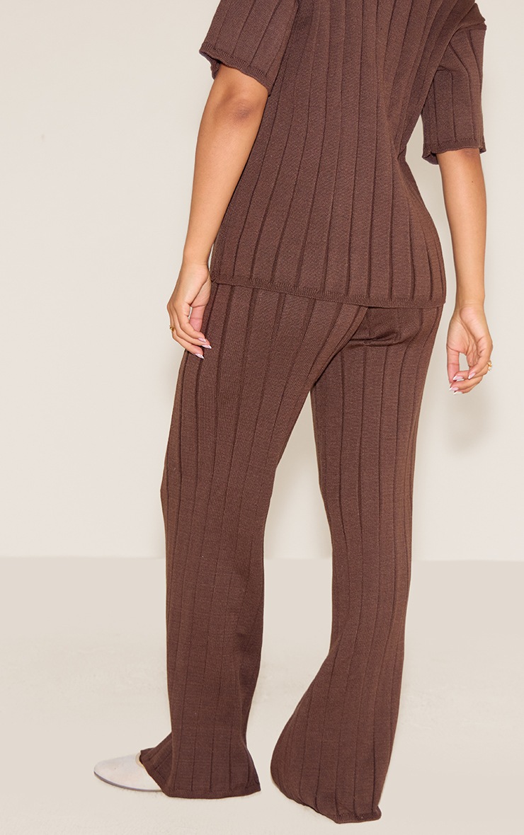 Petite Chocolate Wide Rib Knit Trousers 6 Petite Chocolate Wide Rib Knit Trousers