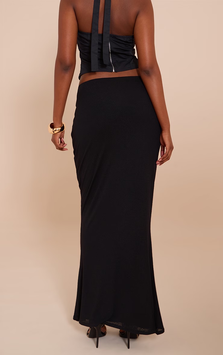 Black Double Layer Onion Skin Drape Detail Maxi Skirt 3 Black Double Layer Onion Skin Drape Detail Maxi Skirt