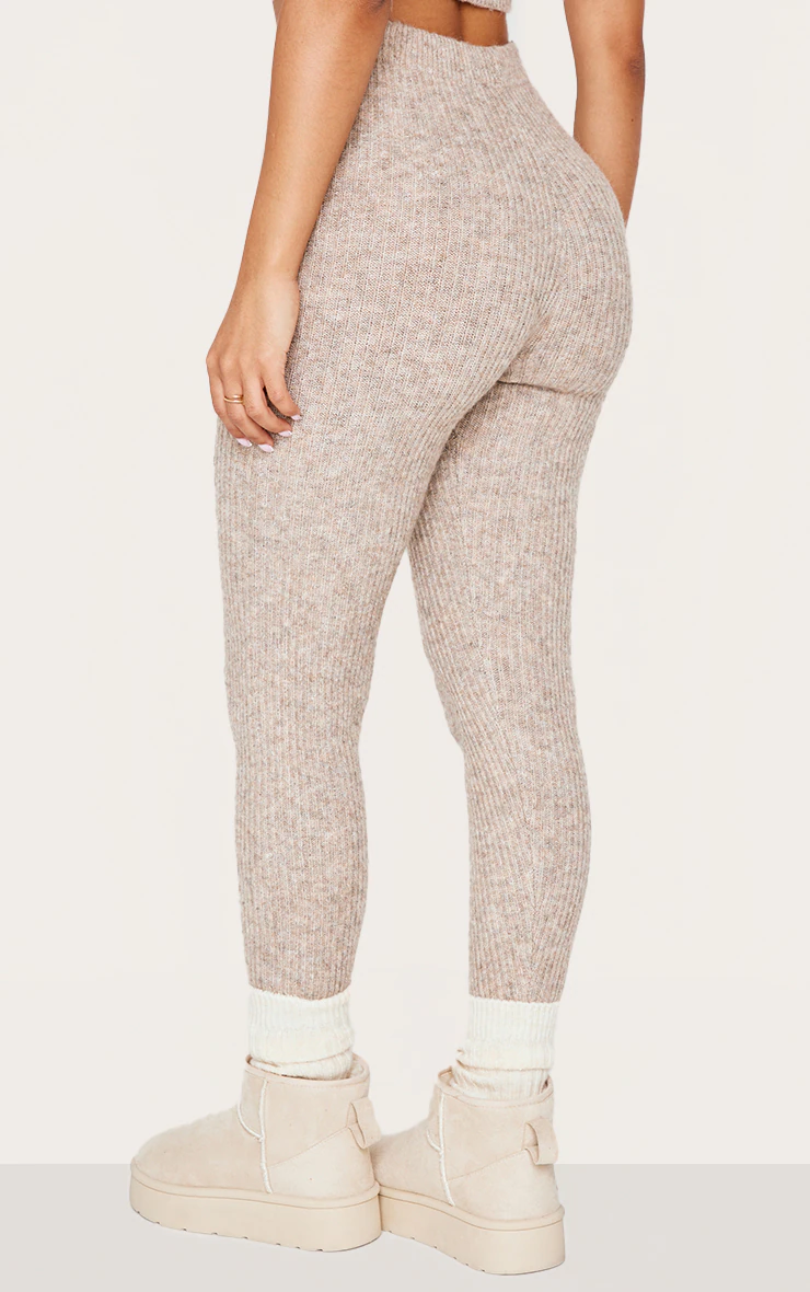 Petite Taupe Rib Knit Leggings 6 Petite Taupe Rib Knit Leggings
