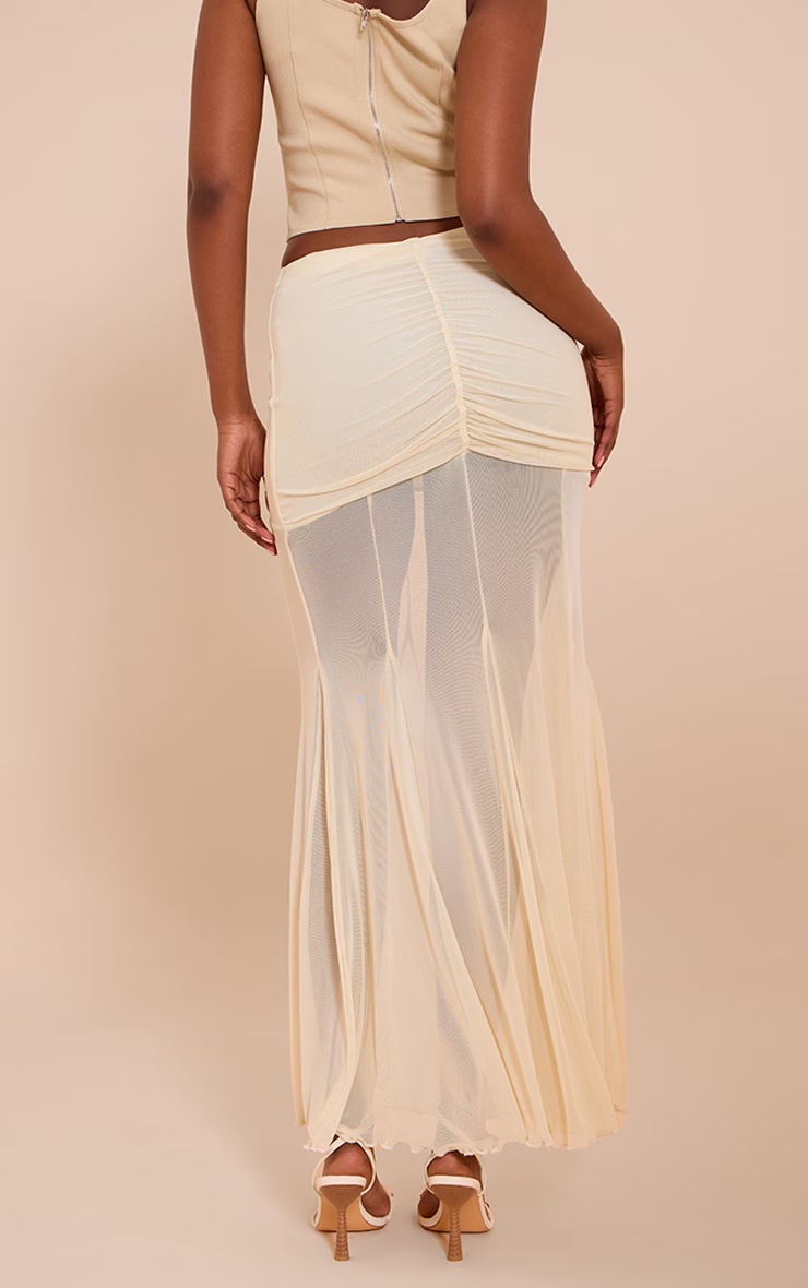 Cream Mesh Overlay Maxi Skirt 3 Cream Mesh Overlay Maxi Skirt