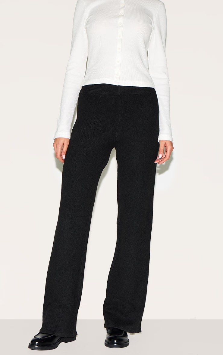 Black Soft Knit Wide Leg Trousers 2 Black Soft Knit Wide Leg Trousers