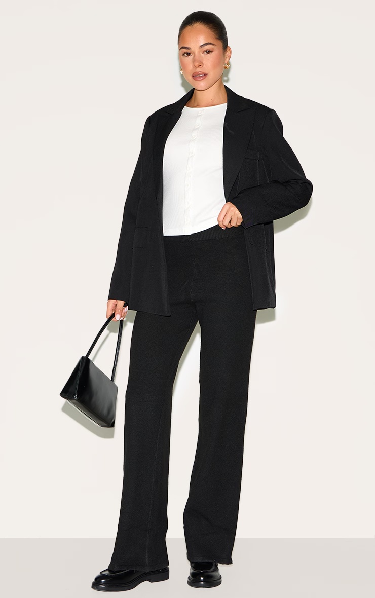 Black Soft Knit Wide Leg Trousers 4 Black Soft Knit Wide Leg Trousers
