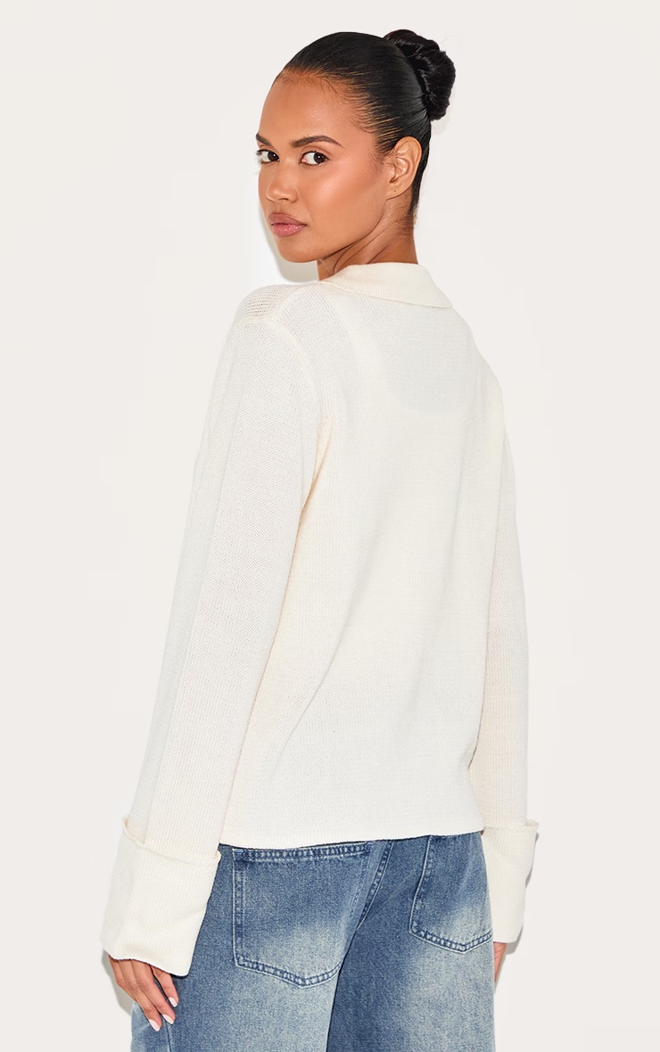 Cream Deep Cuff Button Cardigan 2 Cream Deep Cuff Button Cardigan