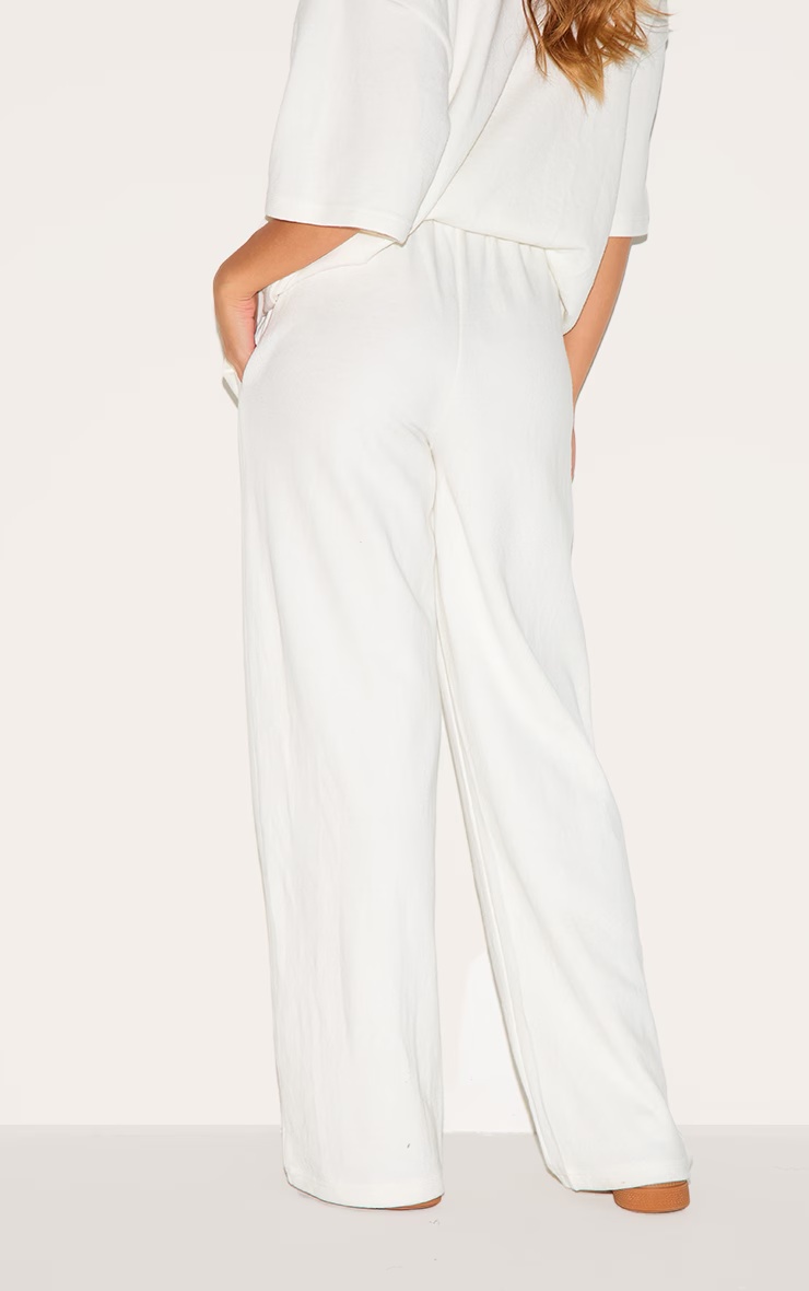 Cream Jersey Mid Rise Wide Leg Trousers 6 Cream Jersey Mid Rise Wide Leg Trousers