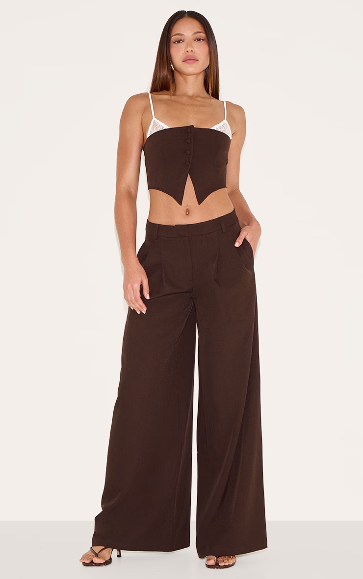 Tall Chocolate Lace Detail Tailored Bandeau Top 3 Tall Chocolate Lace Detail Tailored Bandeau Top