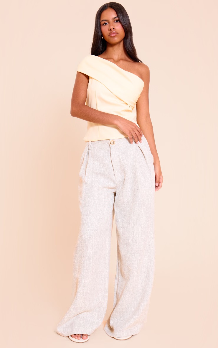 Petite Almond Bandeau One Shoulder Fitted Top 3 Petite Almond Bandeau One Shoulder Fitted Top