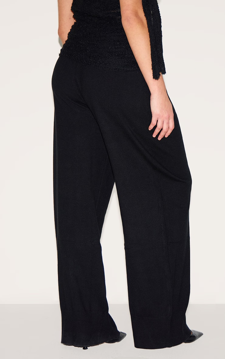 Plus Black Basic Knit Wide Leg Trousers 6 Plus Black Basic Knit Wide Leg Trousers