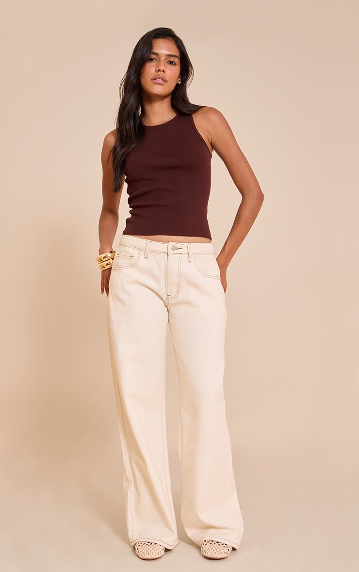Chocolate Fine Knit Racer Neck Top 6 Chocolate Fine Knit Racer Neck Top