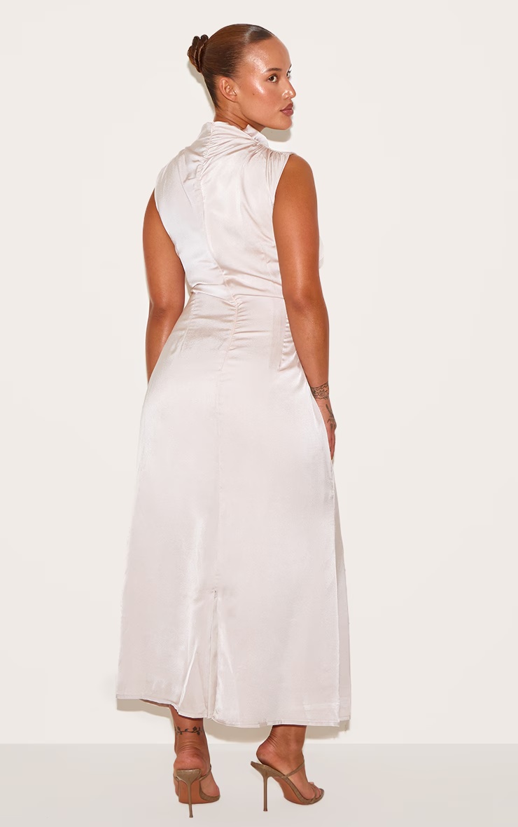 Plus Oyster Satin High Neck Midaxi Dress 5 Plus Oyster Satin High Neck Midaxi Dress