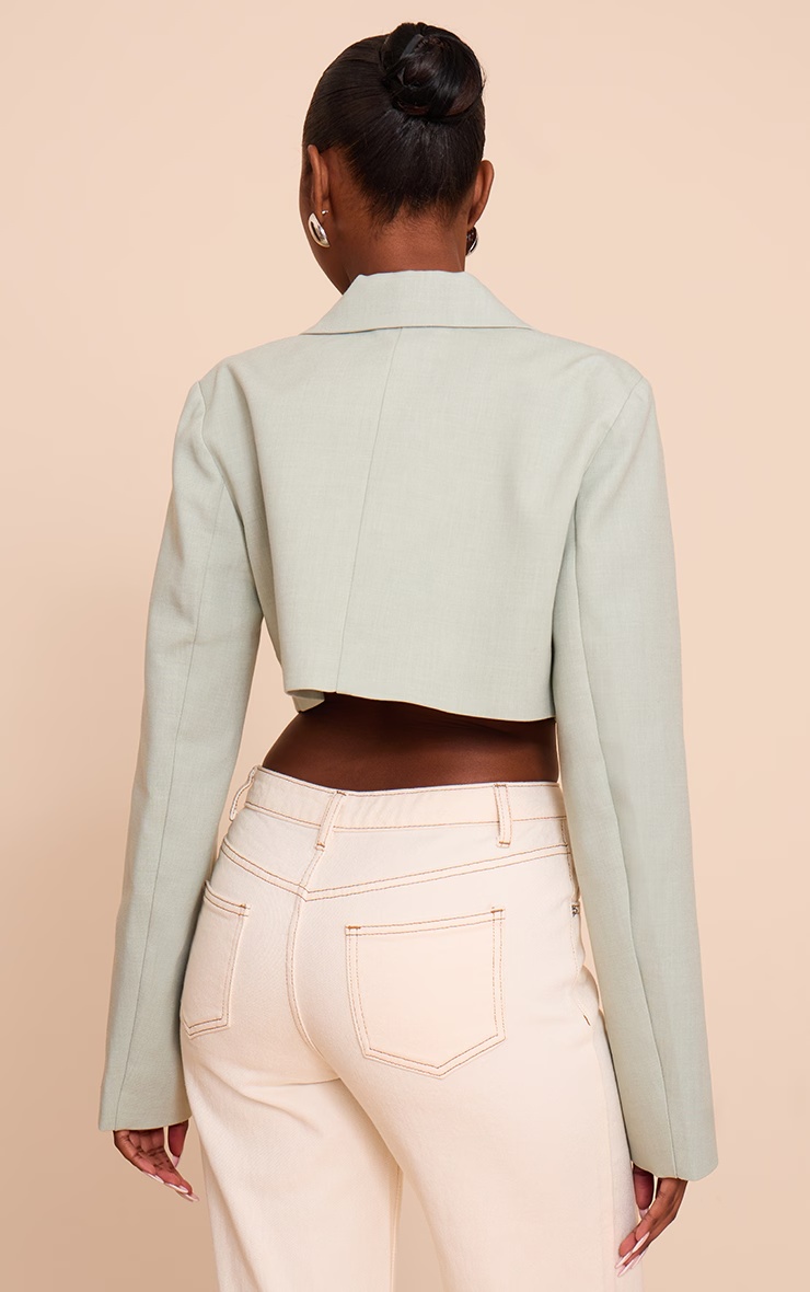Sage Cropped Structured Boxy Blazer 2 Sage Cropped Structured Boxy Blazer