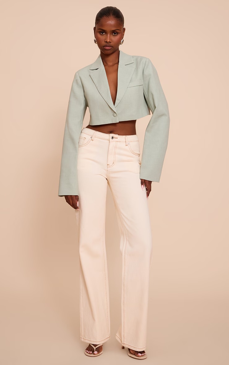 Sage Cropped Structured Boxy Blazer 6 Sage Cropped Structured Boxy Blazer
