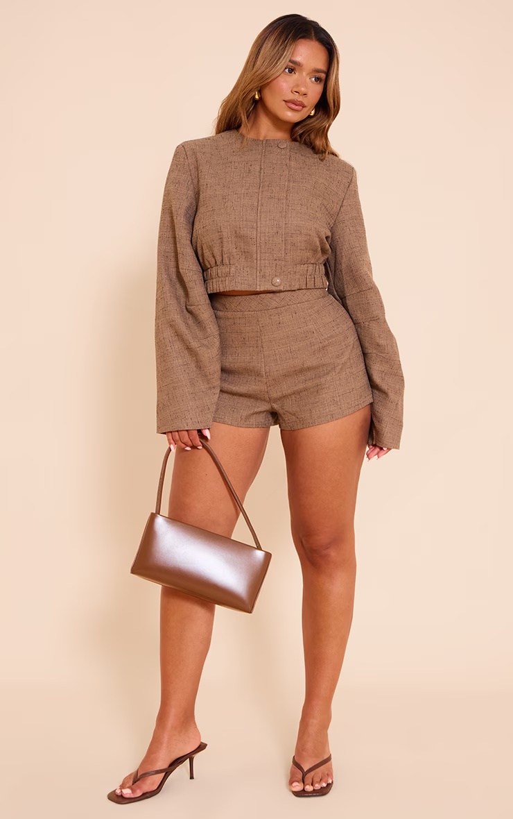 Shape Chocolate Linen Cropped Jacket 3 Shape Chocolate Linen Cropped Jacket