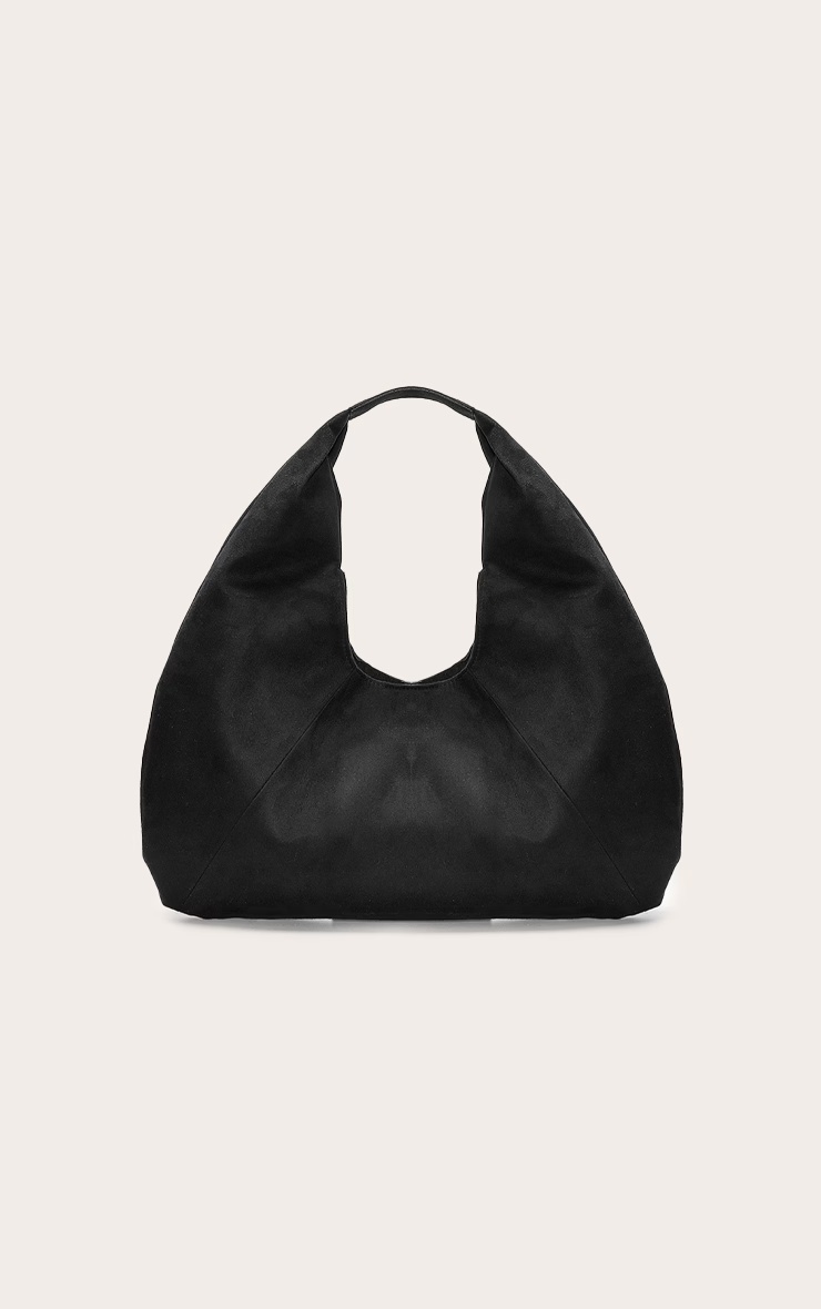 Black Faux Suede Rounded Tote