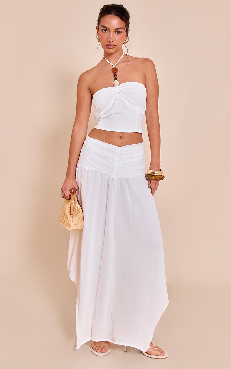 White Asymmetric Hem Maxi Skirt 1 White Asymmetric Hem Maxi Skirt