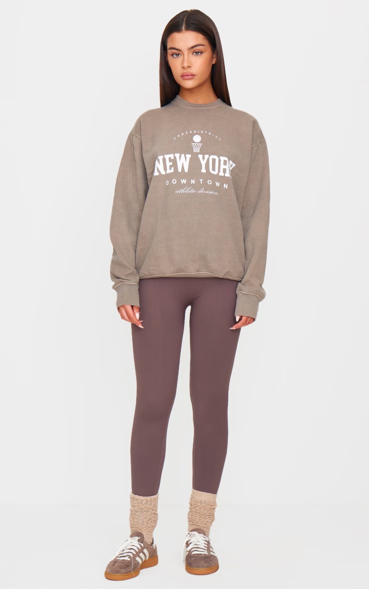 Mocha New York Downtown Slogan Printed Sweatshirt 6 Mocha New York Downtown Slogan Printed Sweatshirt