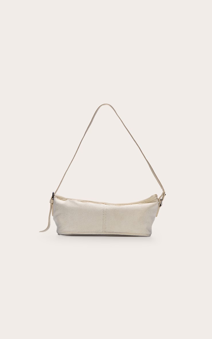 Butter Cream Suede Slim Buckle Strap Shoulder Bag