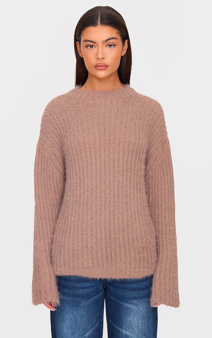 Chocolate Eyelash Knit Super Oversized Jumper