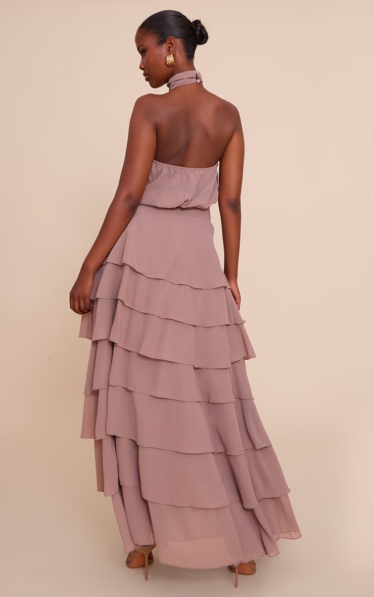 Taupe Chiffon Tiered Maxi Dress 5 Taupe Chiffon Tiered Maxi Dress