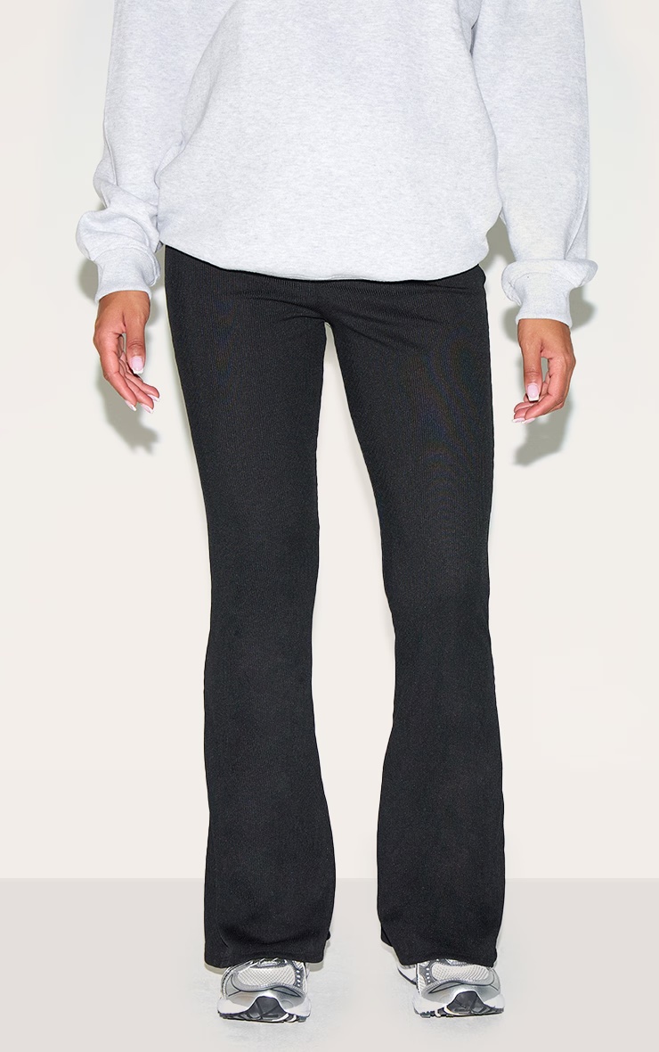 Maternity Black Ribbed Flared Leggings