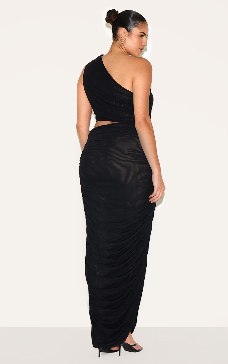 Plus Black One Shoulder Ruched Maxi Dress 5 Plus Black One Shoulder Ruched Maxi Dress