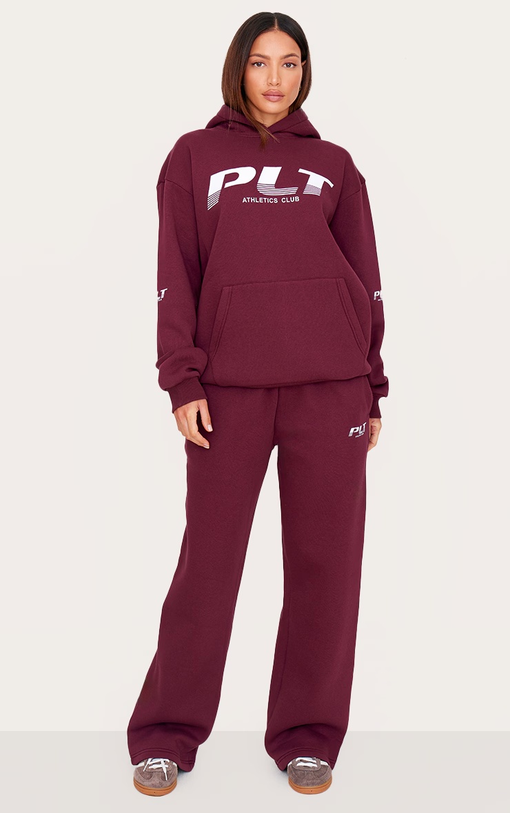 PRETTYLITTLETHING Tall Burgundy Logo Printed Wide Leg Joggers 4 PRETTYLITTLETHING Tall Burgundy Logo Printed Wide Leg Joggers