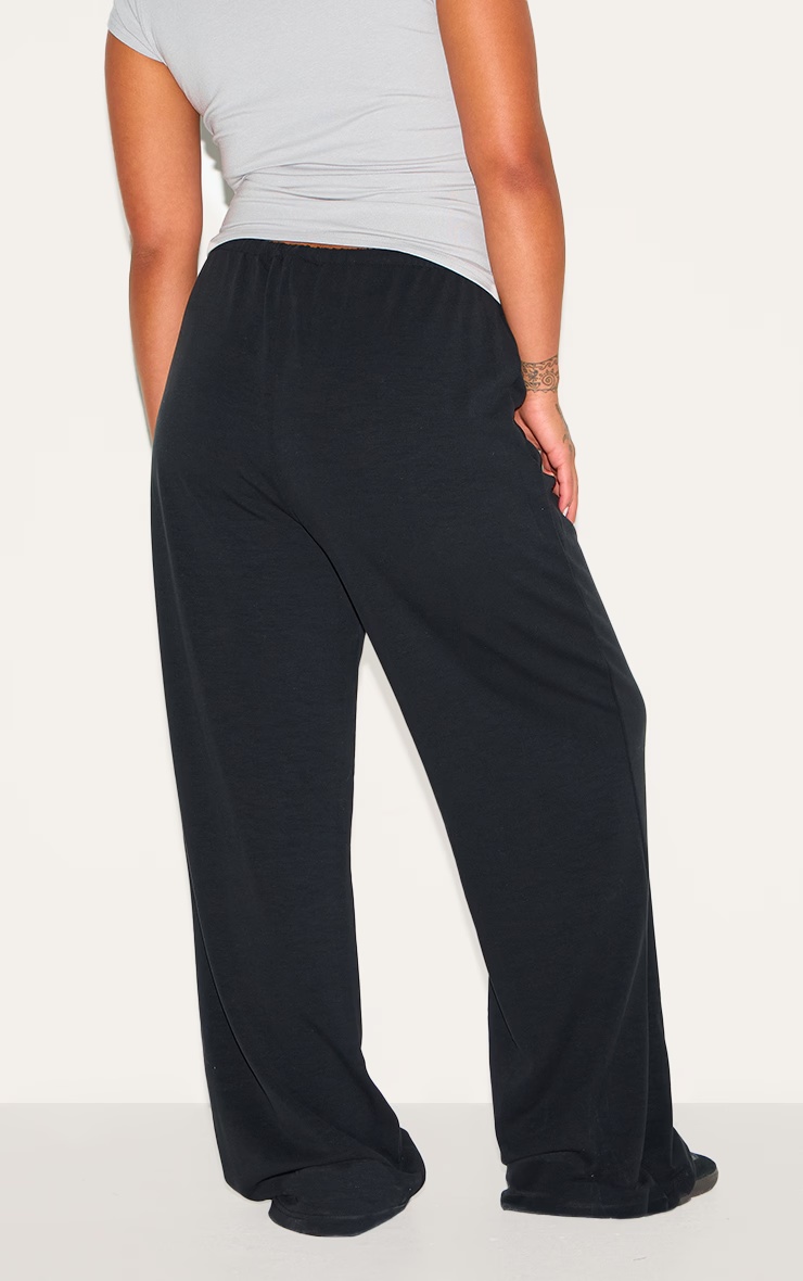 Plus Black Premium Soft Touch Low Rise Drawstring Straight Leg Trousers 3 Plus Black Premium Soft Touch Low Rise Drawstring Straight Leg Trousers