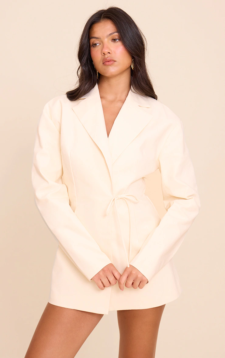 Cream Woven Wrap Blazer Playsuit 1 Cream Woven Wrap Blazer Playsuit