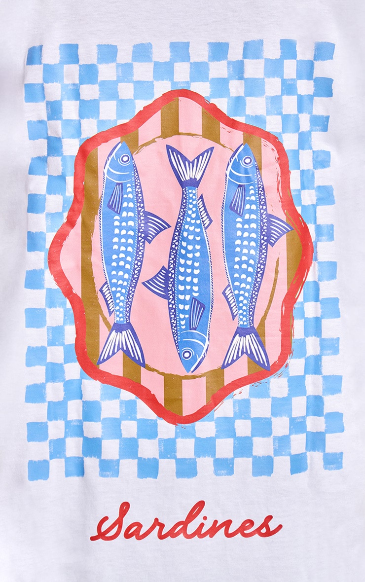White Sardines Graphic Oversized T-shirt 2 White Sardines Graphic Oversized T-shirt