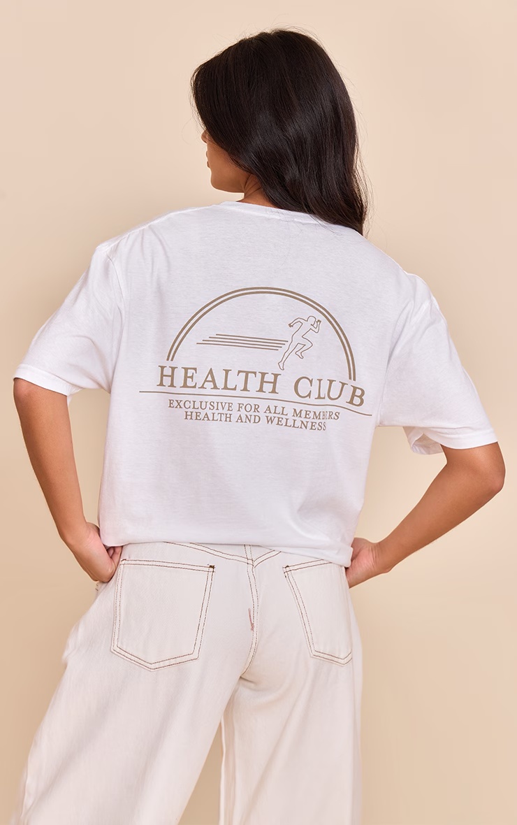 White Health Club Graphic Oversized T-shirt 4 White Health Club Graphic Oversized T-shirt