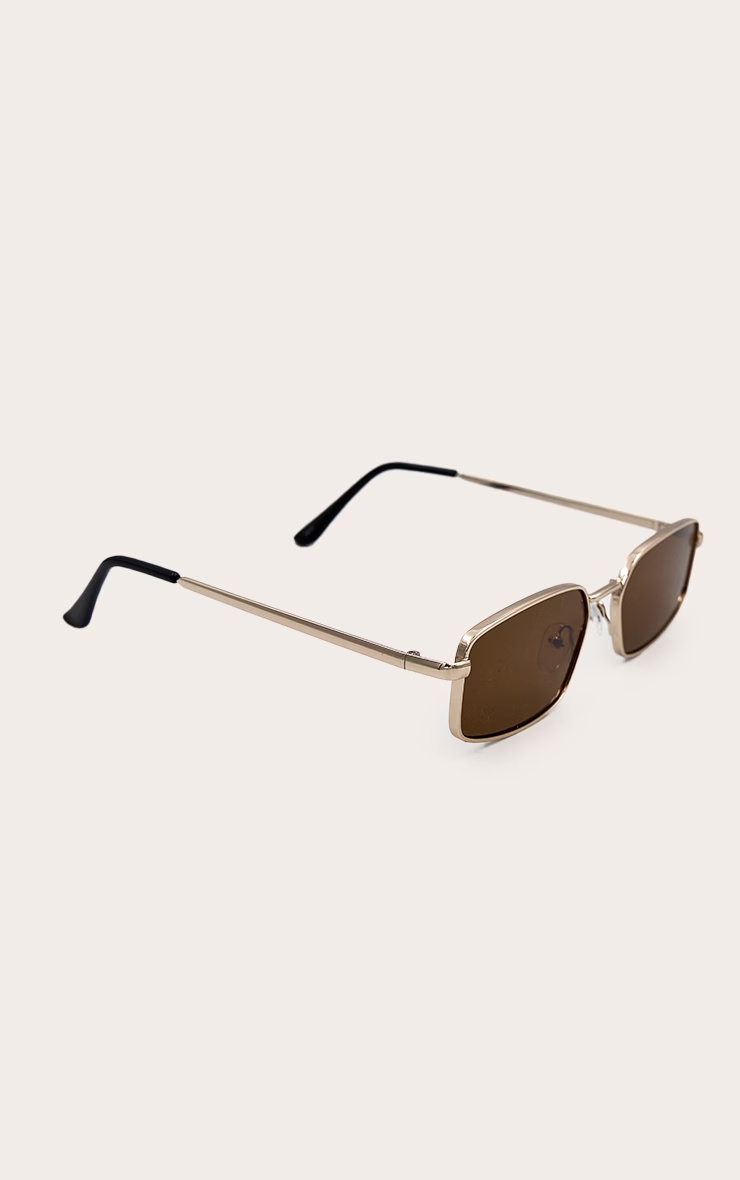 Gold Square Brown Lens Sunglasses 3 Gold Square Brown Lens Sunglasses