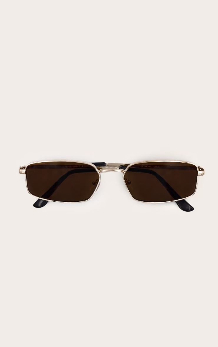 Gold Square Brown Lens Sunglasses 5 Gold Square Brown Lens Sunglasses