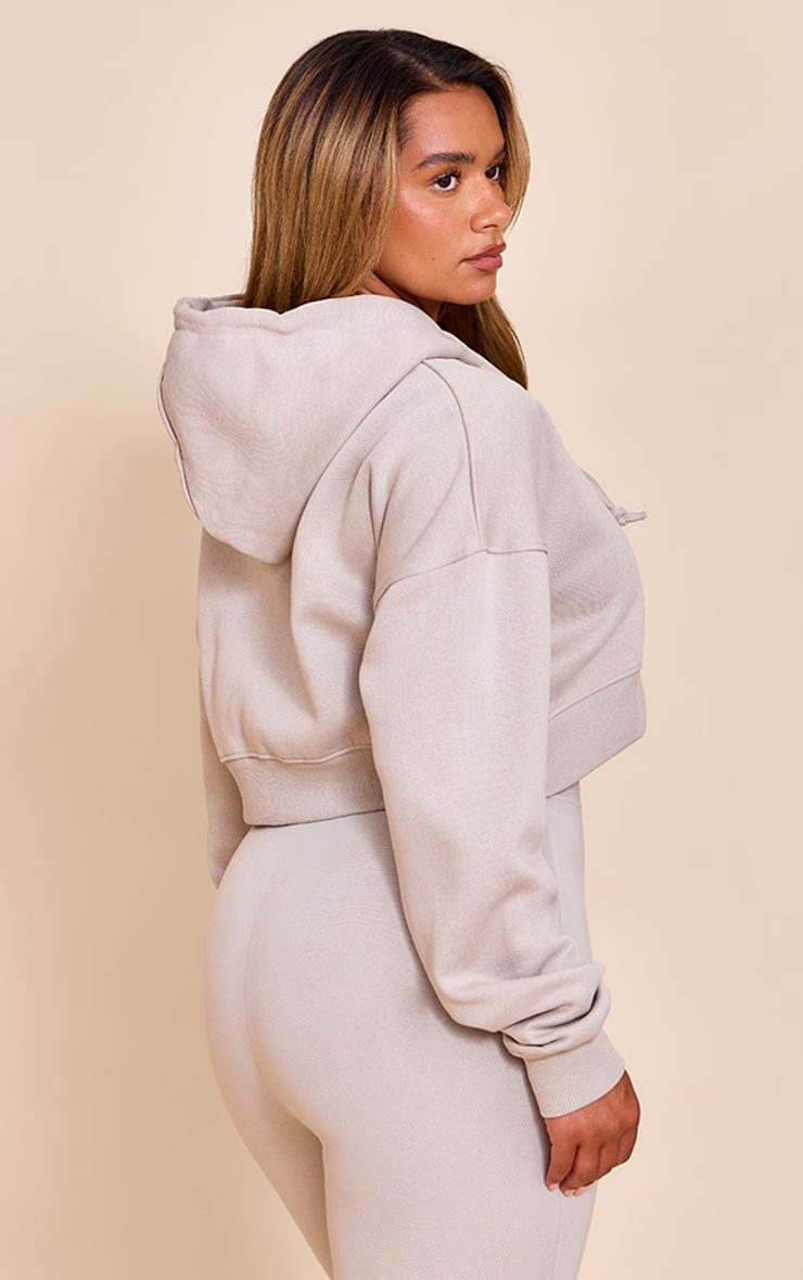 Shape Grey Marl Zip Front Long Sleeve Cropped Hoodie 2 Shape Grey Marl Zip Front Long Sleeve Cropped Hoodie