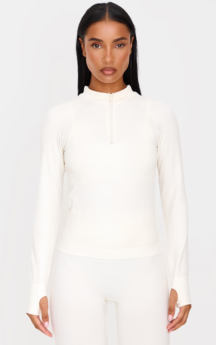 Butter Yellow Seamless Half Zip Gym Top