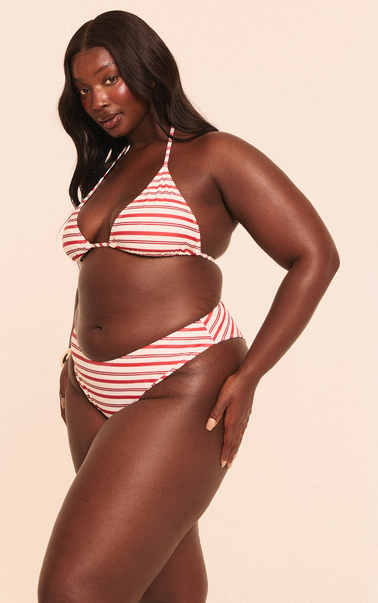 Plus Red Stripe Triangle Bikini Top 3 Plus Red Stripe Triangle Bikini Top