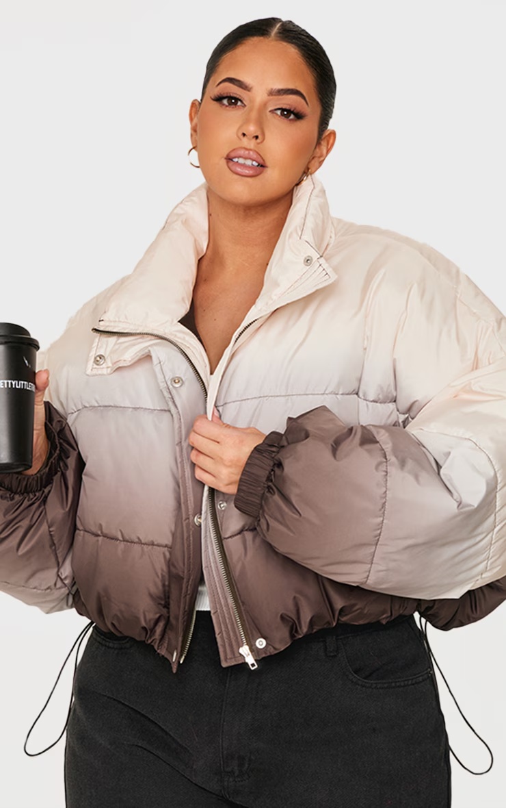 Plus Brown Ombre Puffer 1 Plus Brown Ombre Puffer