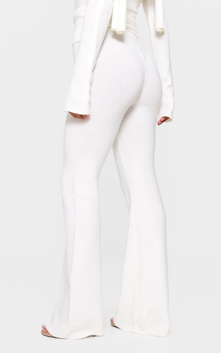 Cream Soft Knit Wide Leg Trousers 6 Cream Soft Knit Wide Leg Trousers