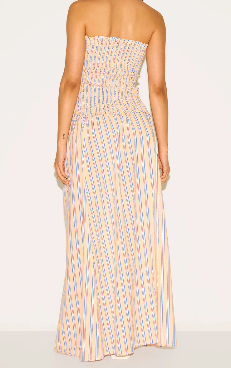 Orange Pinstripe Linen Look Maxi Skirt 6 Orange Pinstripe Linen Look Maxi Skirt