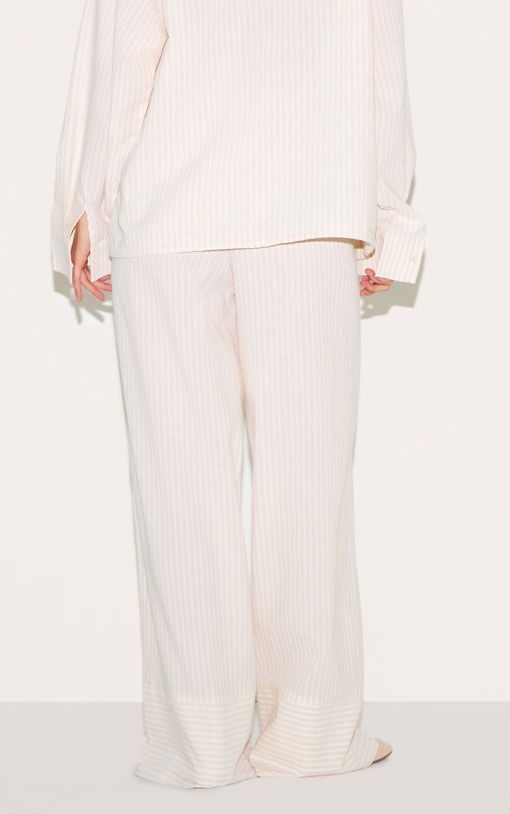 Stone Striped Linen Drawstring Wide Leg Trousers 3 Stone Striped Linen Drawstring Wide Leg Trousers